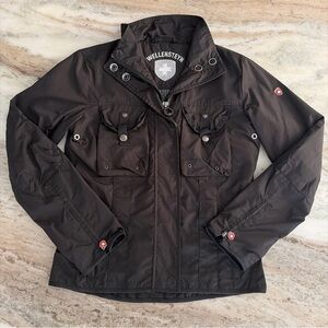 Wellensteyn Utility Bomber Jacket Full-Zip Pockets Logo Black Women’s Small (S)